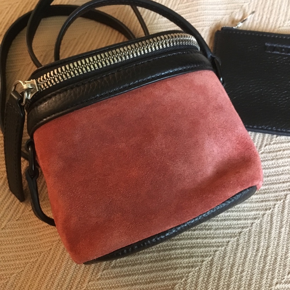 Kara Stowaway Pebbled Leather and Suede Purse Clay